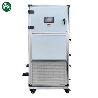 Pequena unidade de tratamento de ar limpo refrigerada a água com rodas para facilitar o movimento