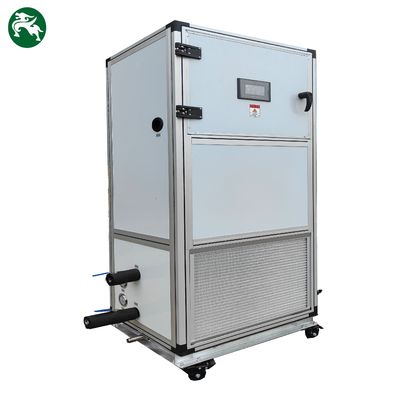 Pequena unidade de tratamento de ar limpo refrigerada a água com rodas para facilitar o movimento