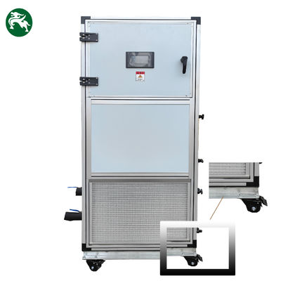 Pequena unidade de tratamento de ar limpo refrigerada a água com rodas para facilitar o movimento